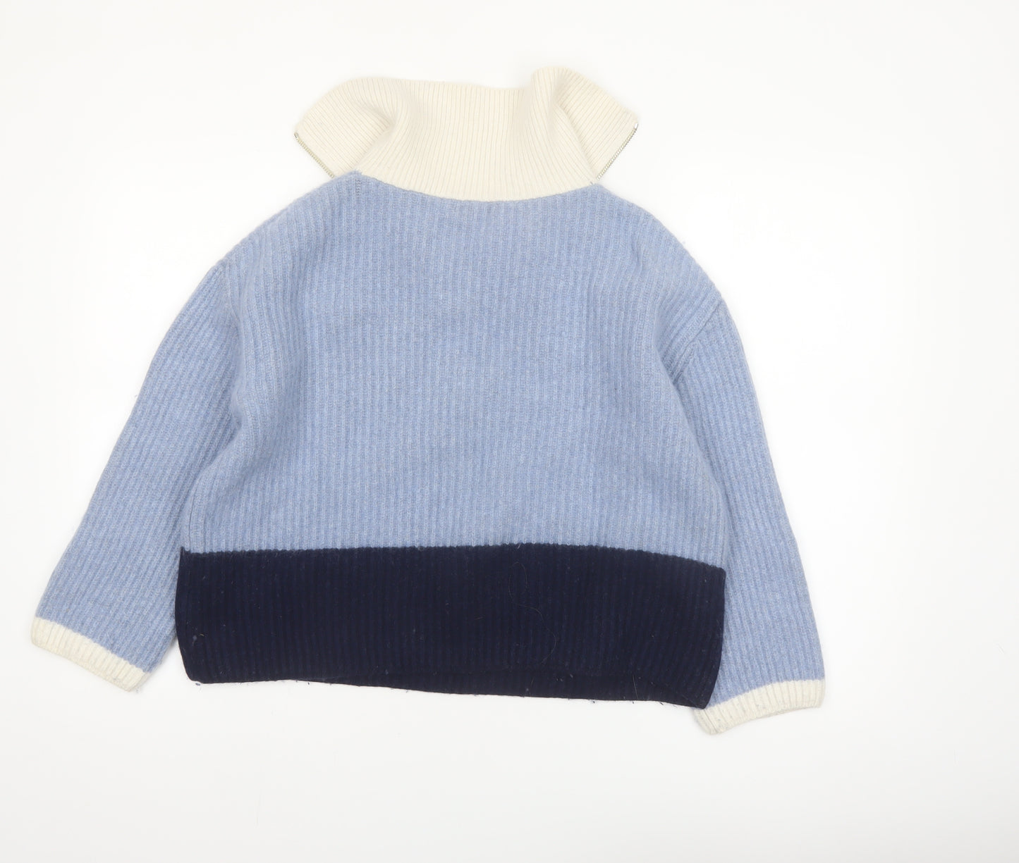 Reiss Women’s Blue Wool Blend Half Zip Collared Jumper Size S