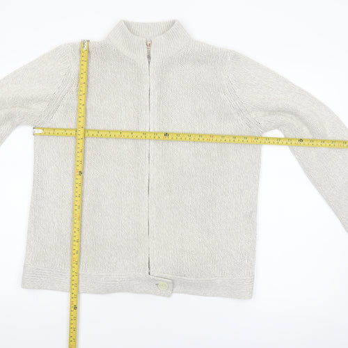 EWM Women Ivory Full Zip Mock Neck Knit Jumper Size 14/16