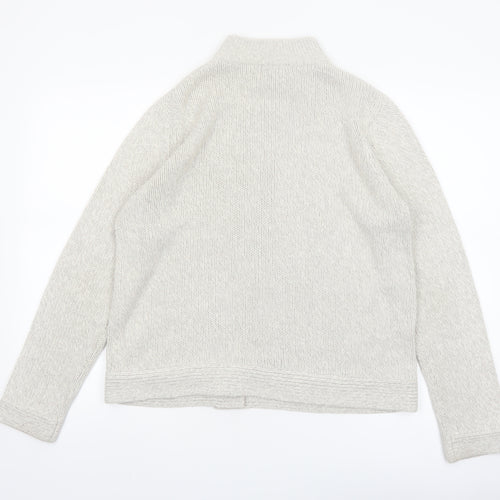 EWM Women Ivory Full Zip Mock Neck Knit Jumper Size 14/16