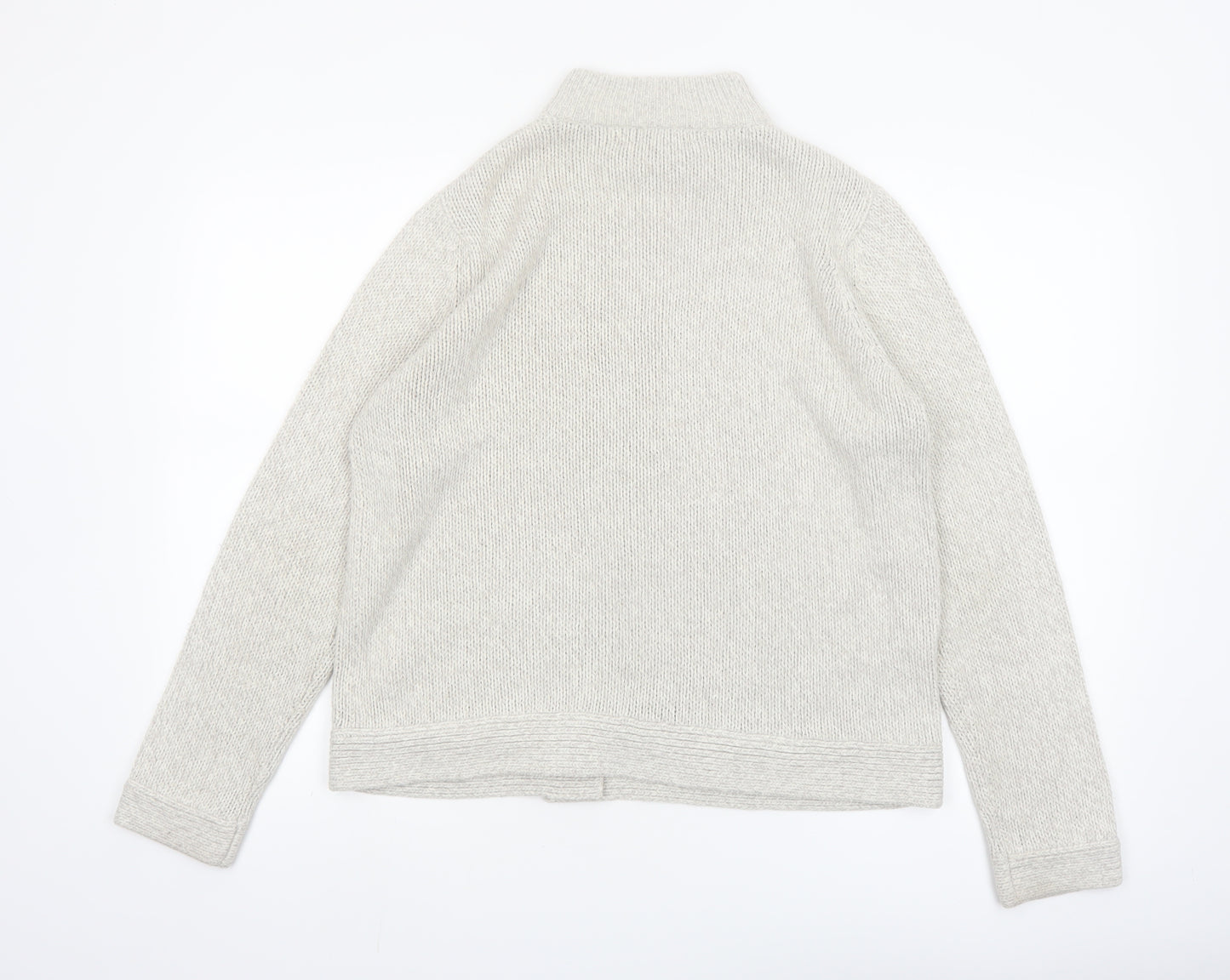 EWM Women Ivory Full Zip Mock Neck Knit Jumper Size 14/16