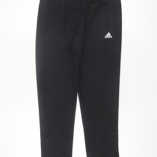 Adidas Boys Black Jogger Trousers 11-12 Years Polyester Activewear