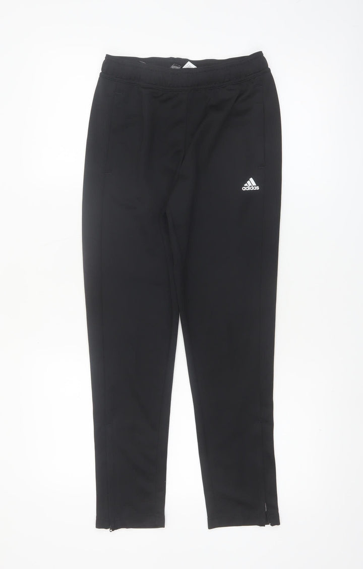 Adidas Boys Black Jogger Trousers 11-12 Years Polyester Activewear