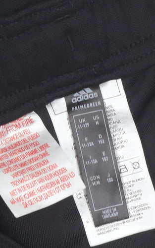 Adidas Boys Black Jogger Trousers 11-12 Years Polyester Activewear