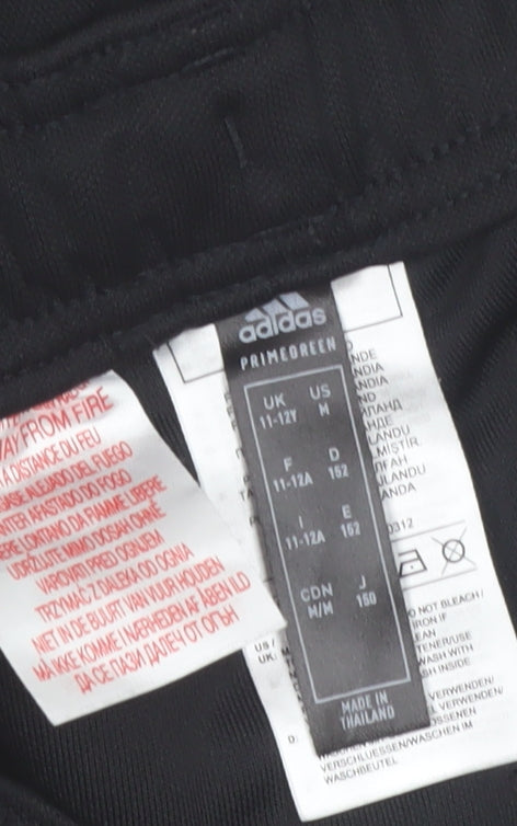 Adidas Boys Black Jogger Trousers 11-12 Years Polyester Activewear
