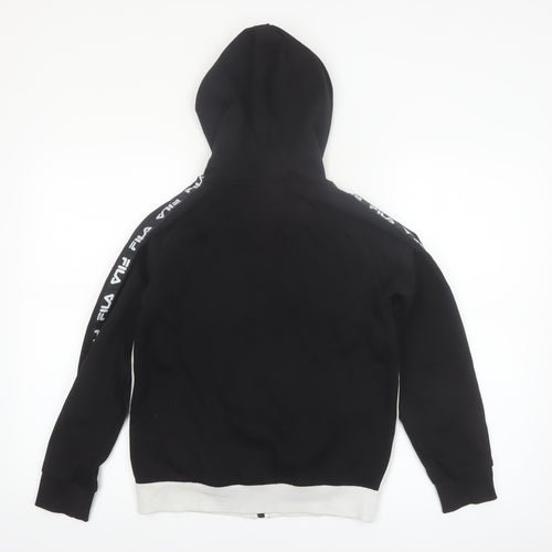 Fila Boys Black & White Full Zip Hoodie Age 12 Logo Hooded Sweatshirt