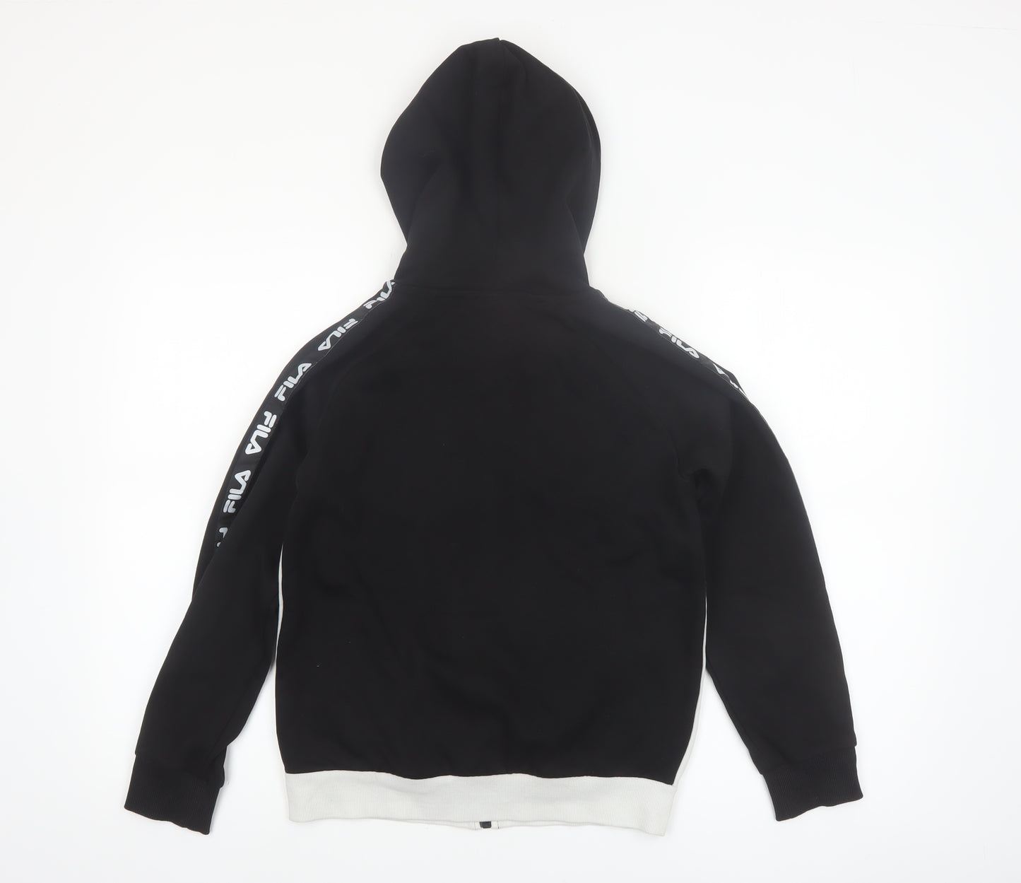 Fila Boys Black & White Full Zip Hoodie Age 12 Logo Hooded Sweatshirt