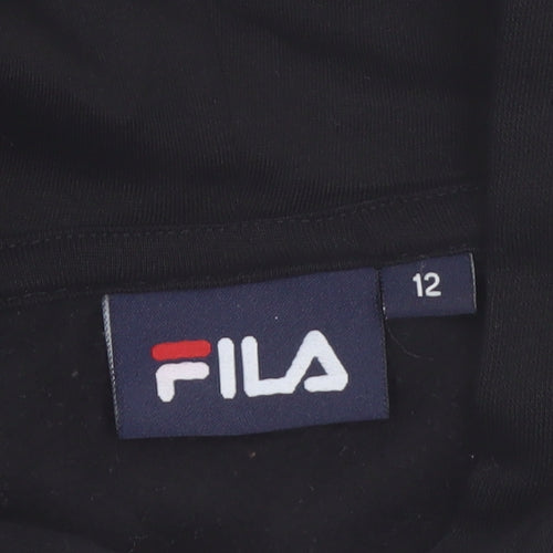 Fila Boys Black & White Full Zip Hoodie Age 12 Logo Hooded Sweatshirt