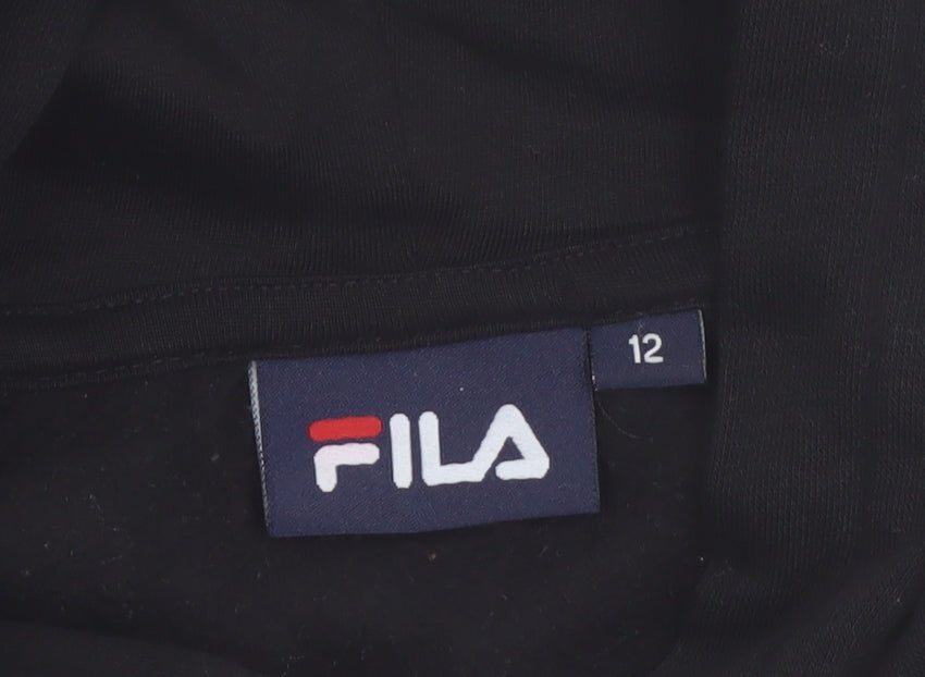 Fila Boys Black & White Full Zip Hoodie Age 12 Logo Hooded Sweatshirt