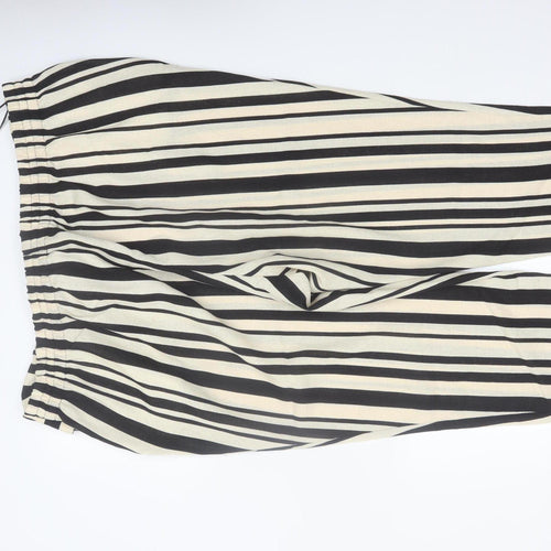 River Island Women’s Black Striped Cropped Belted Plus Size 26 Trousers