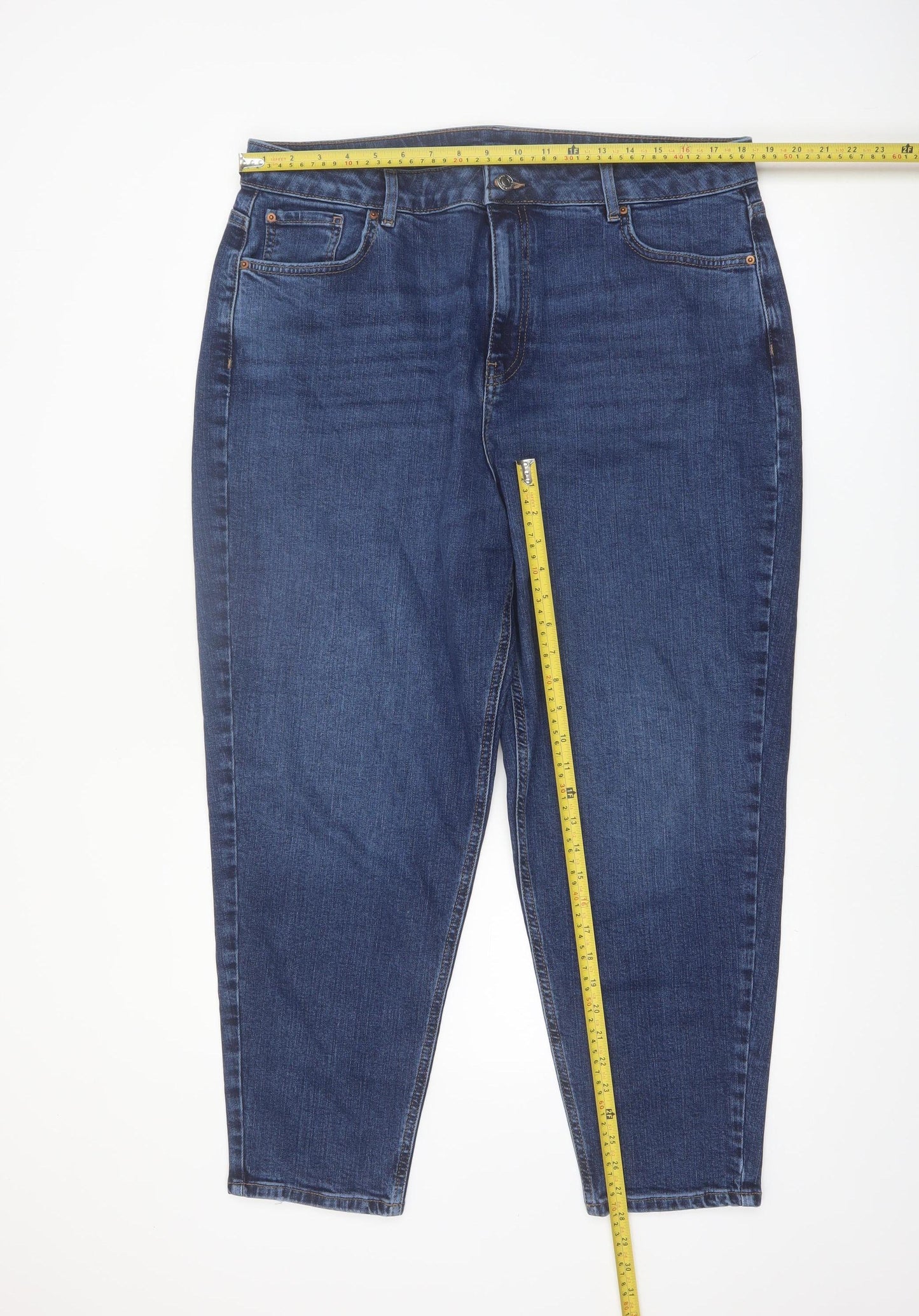 Marks and Spencer Women’s Blue Mom Jeans Size 18 Regular High Rise