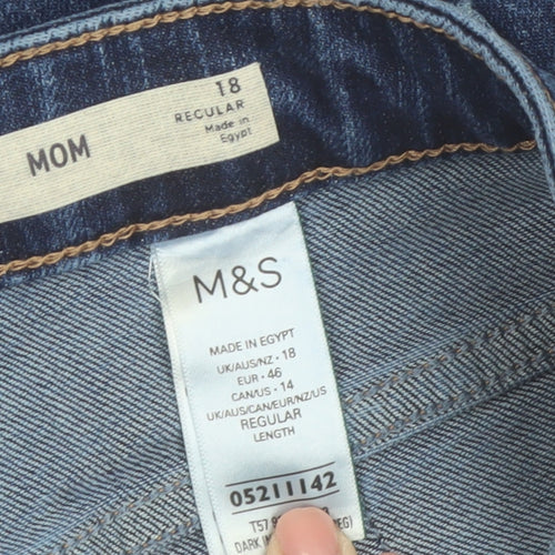 Marks and Spencer Women’s Blue Mom Jeans Size 18 Regular High Rise