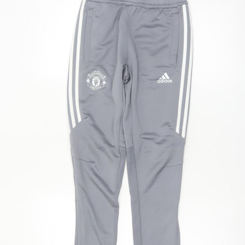 Adidas Boys Grey Manchester United Jogger Sweatpants 9-10 Years Climalite