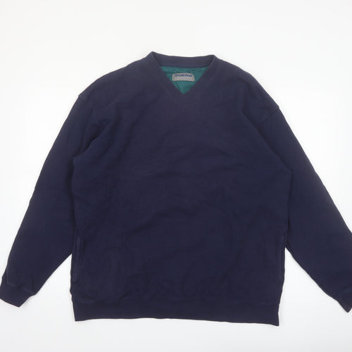 Hawkshead Sports Mens Blue L V-Neck Lined Pullover Sweatshirt