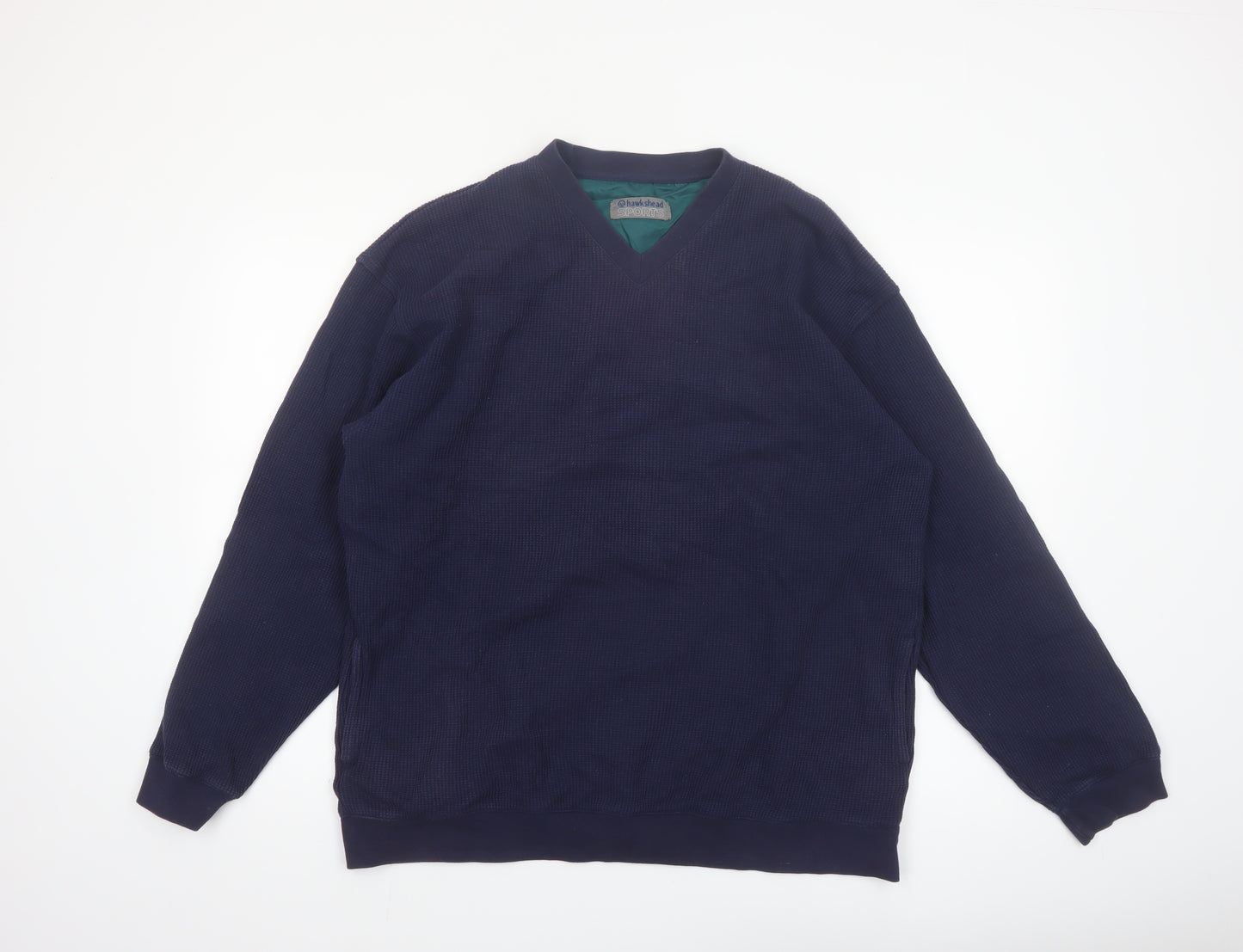 Hawkshead Sports Mens Blue L V-Neck Lined Pullover Sweatshirt