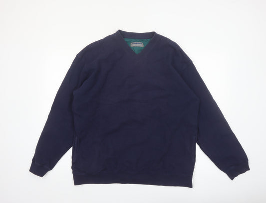 Hawkshead Sports Mens Blue L V-Neck Lined Pullover Sweatshirt