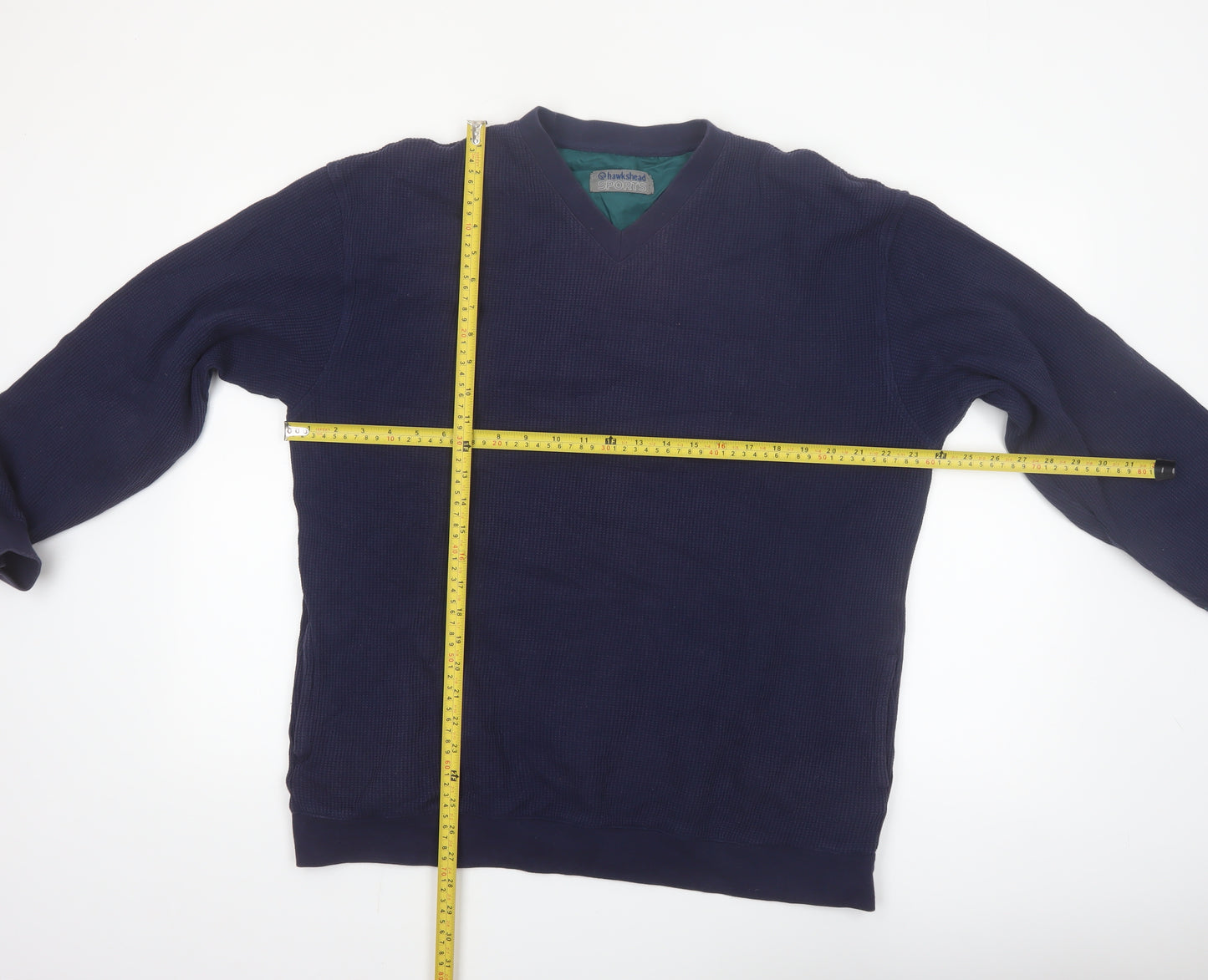 Hawkshead Sports Mens Blue L V-Neck Lined Pullover Sweatshirt
