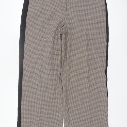Gallery Womens Beige Check Straight Trousers UK 10