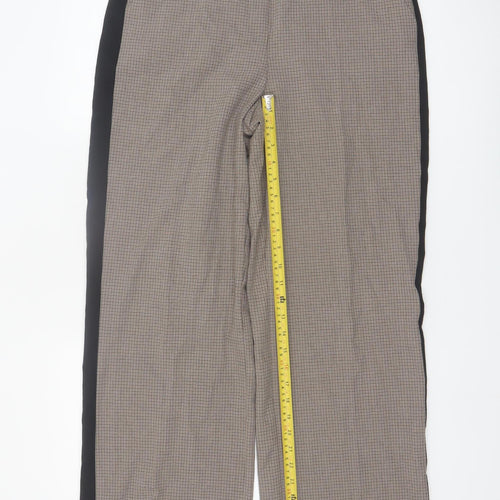 Gallery Womens Beige Check Straight Trousers UK 10