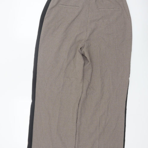 Gallery Womens Beige Check Straight Trousers UK 10