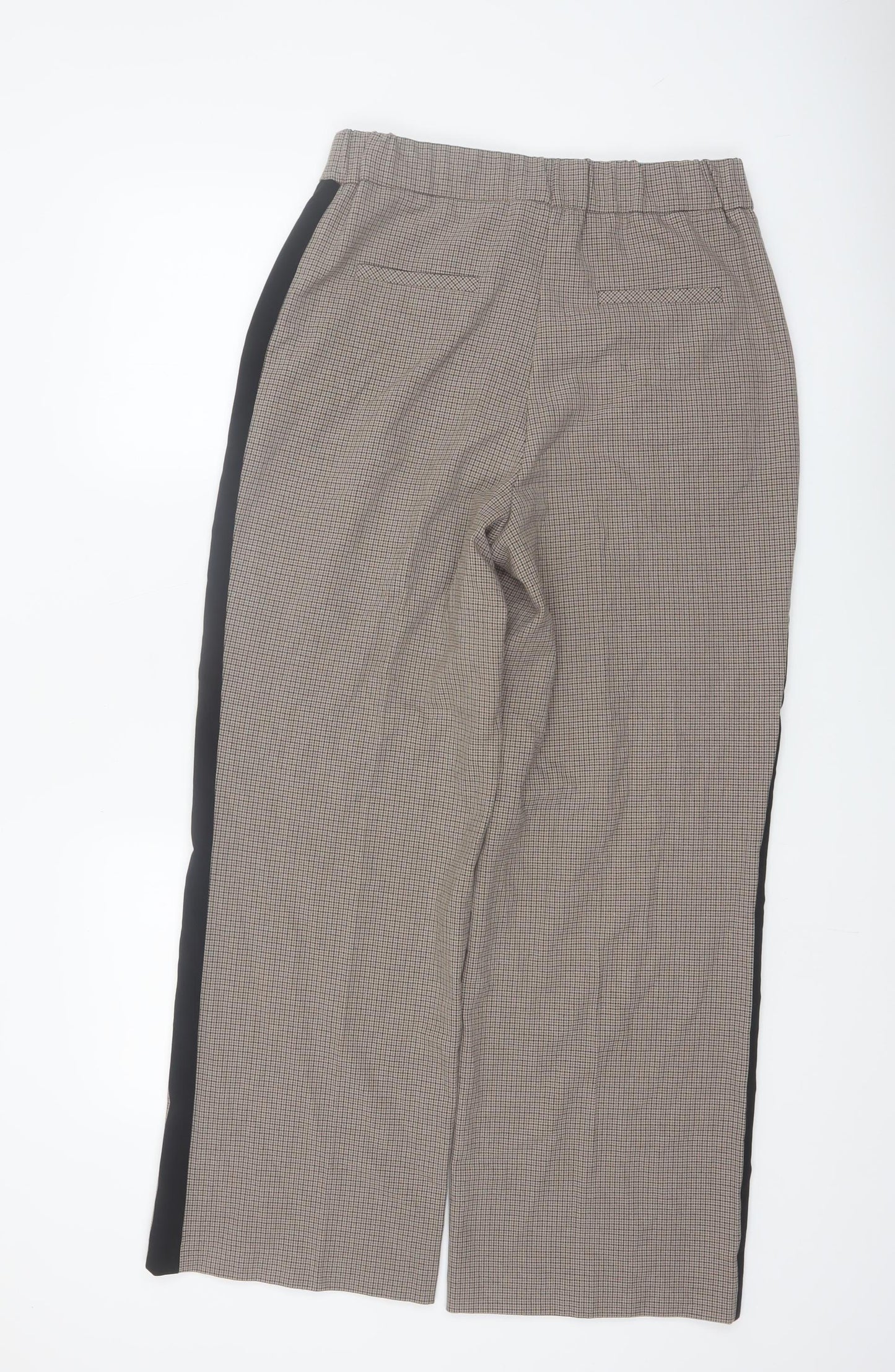 Gallery Womens Beige Check Straight Trousers UK 10