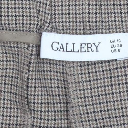 Gallery Womens Beige Check Straight Trousers UK 10