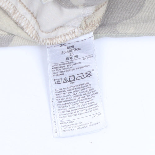 GAP Women’s Beige Camouflage Skinny Jeans Size 6 Slim Fit
