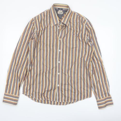 Tommy Hilfiger Men's Multicoloured Slim Fit Striped Button-Up Shirt L