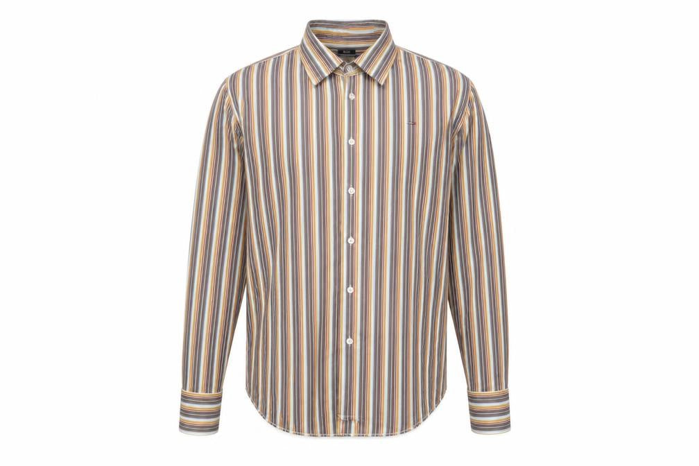 Front view of Tommy Hilfiger Men's Multicoloured Slim Fit Striped Button-Up Shirt L