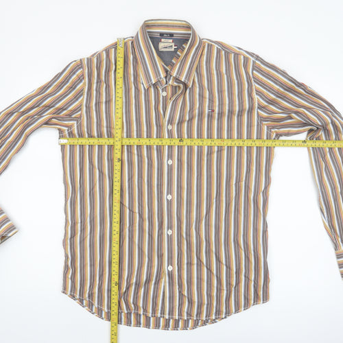 Tommy Hilfiger Men's Multicoloured Slim Fit Striped Button-Up Shirt L