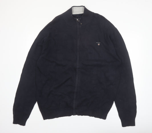GANT Men’s Blue 2XL Full Zip High Neck Cotton Jumper