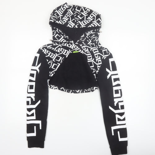 Cyberdog Women’s Black White Cropped Graphic Hoodie Size M