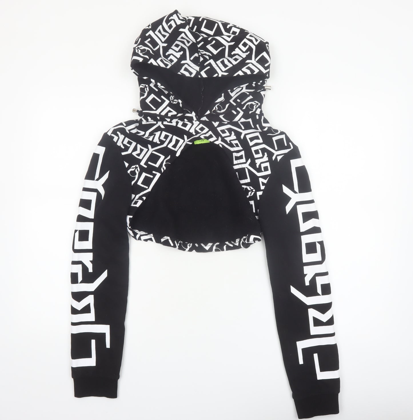Cyberdog Women’s Black White Cropped Graphic Hoodie Size M