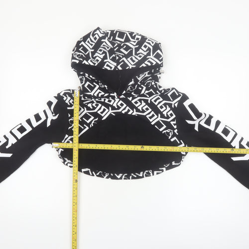 Cyberdog Women’s Black White Cropped Graphic Hoodie Size M