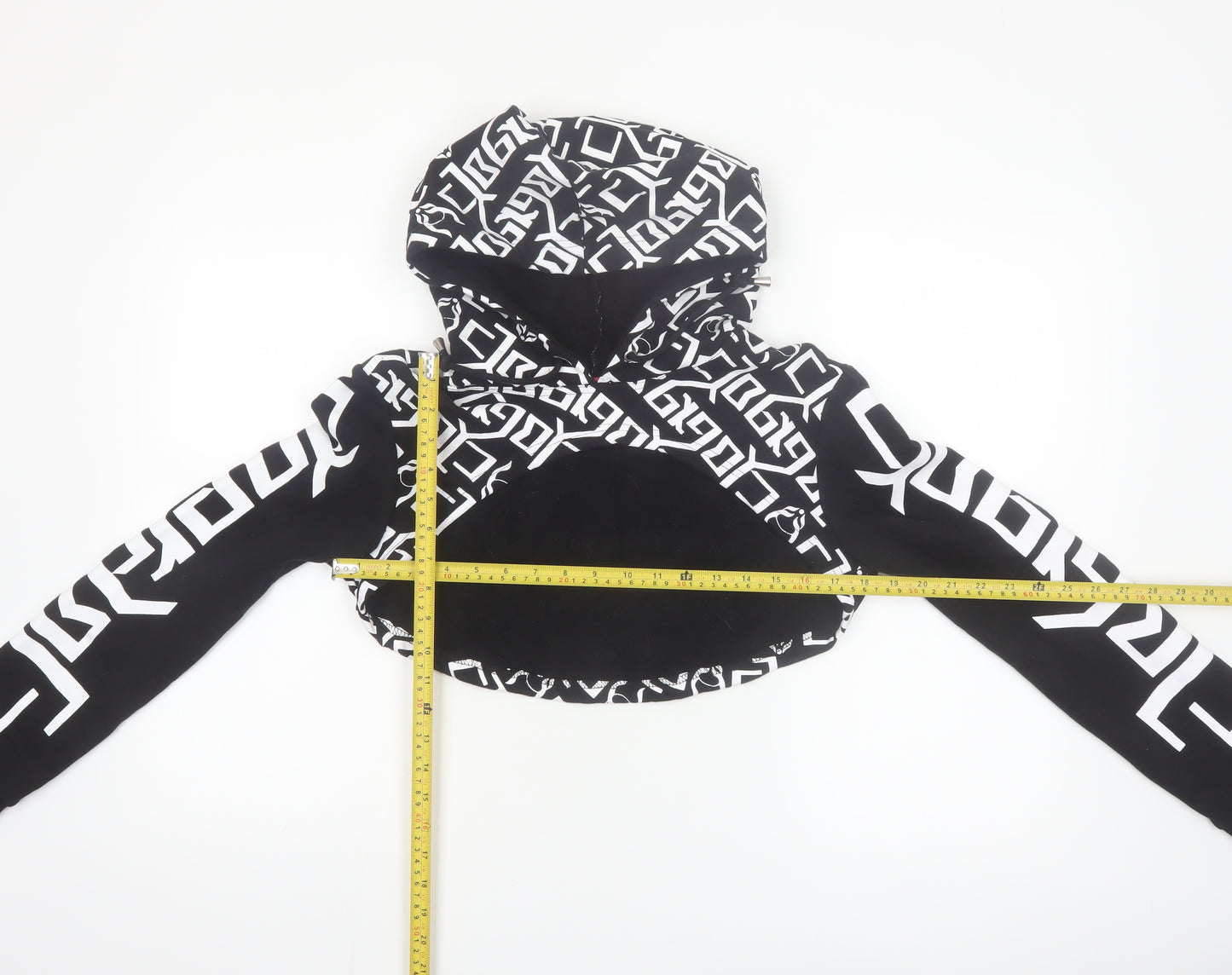 Cyberdog Women’s Black White Cropped Graphic Hoodie Size M