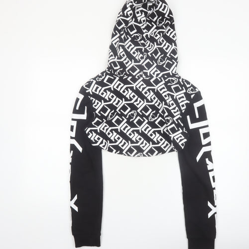 Cyberdog Women’s Black White Cropped Graphic Hoodie Size M