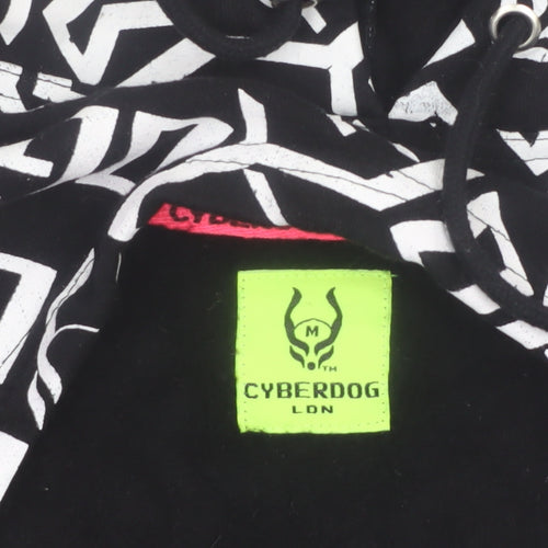 Cyberdog Women’s Black White Cropped Graphic Hoodie Size M