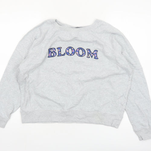 Marks and Spencer Women Grey Floral Bloom Pullover Sweatshirt Size 14