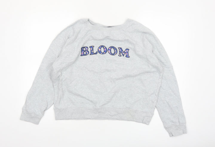Marks and Spencer Women Grey Floral Bloom Pullover Sweatshirt Size 14