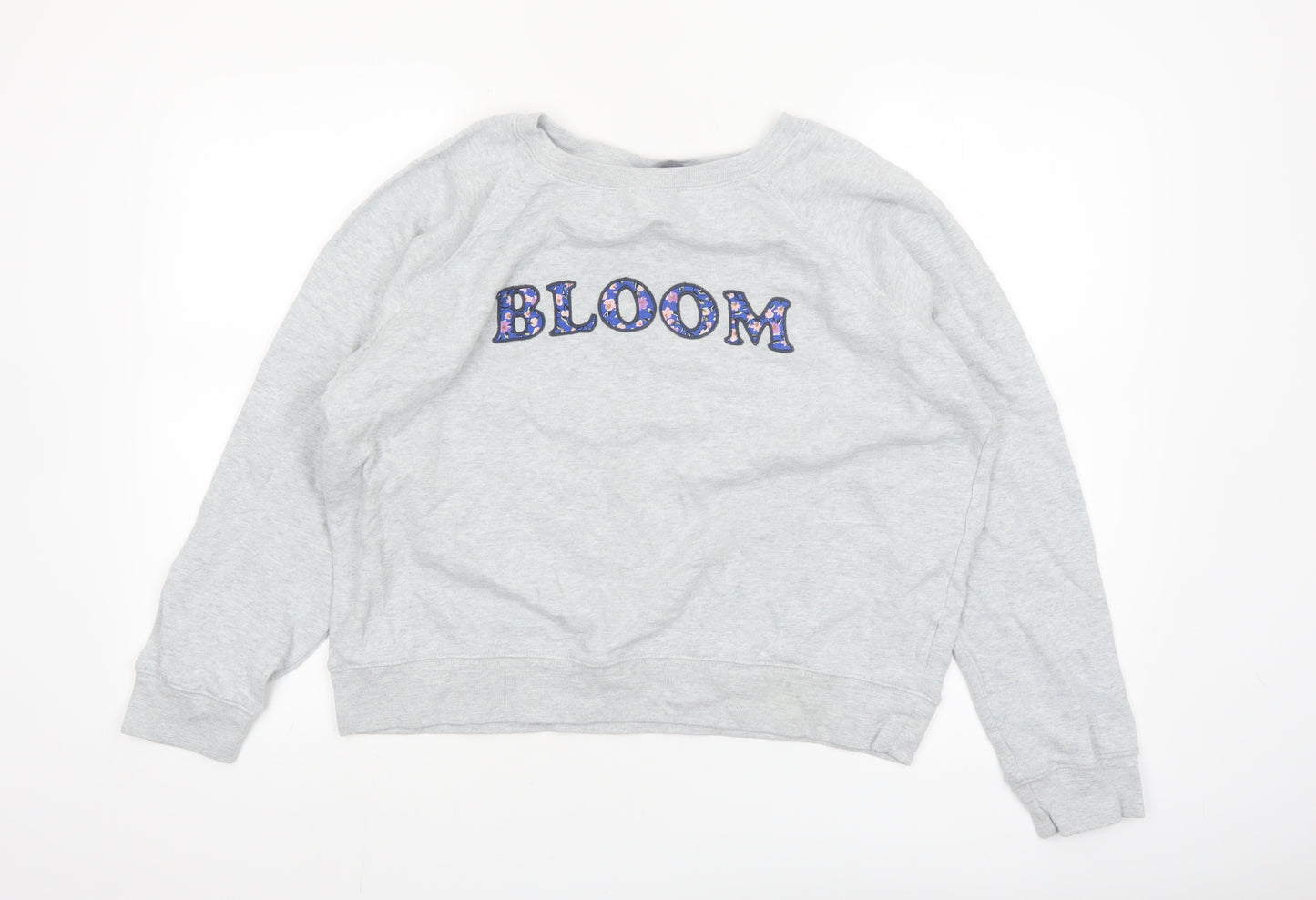 Marks and Spencer Women Grey Floral Bloom Pullover Sweatshirt Size 14
