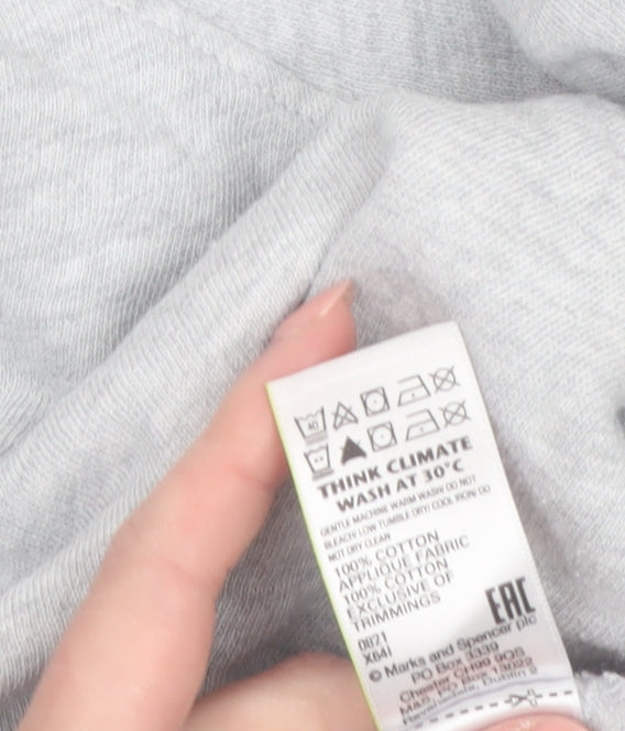Marks and Spencer Women Grey Floral Bloom Pullover Sweatshirt Size 14