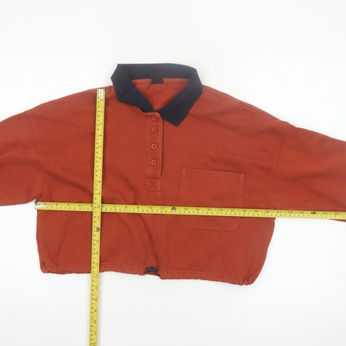 Outfitters Women Rust Orange Collared Henley Pullover Sweatshirt M