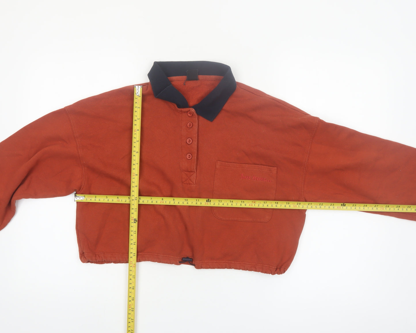 Outfitters Women Rust Orange Collared Henley Pullover Sweatshirt M