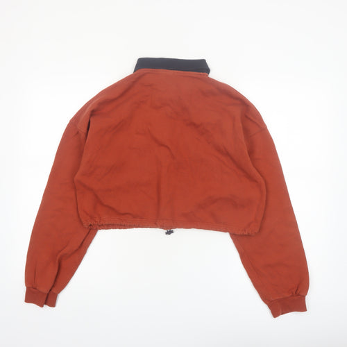 Outfitters Women Rust Orange Collared Henley Pullover Sweatshirt M