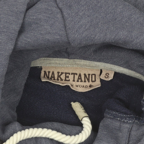 Naketano Women's Blue Pullover Hoodie Size S Deer Print Cotton Blend