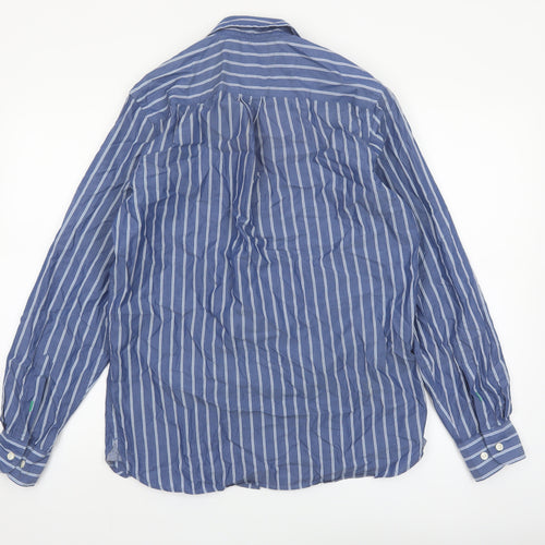 Tommy Hilfiger Men's Blue Striped Cotton Button-Up Shirt XS