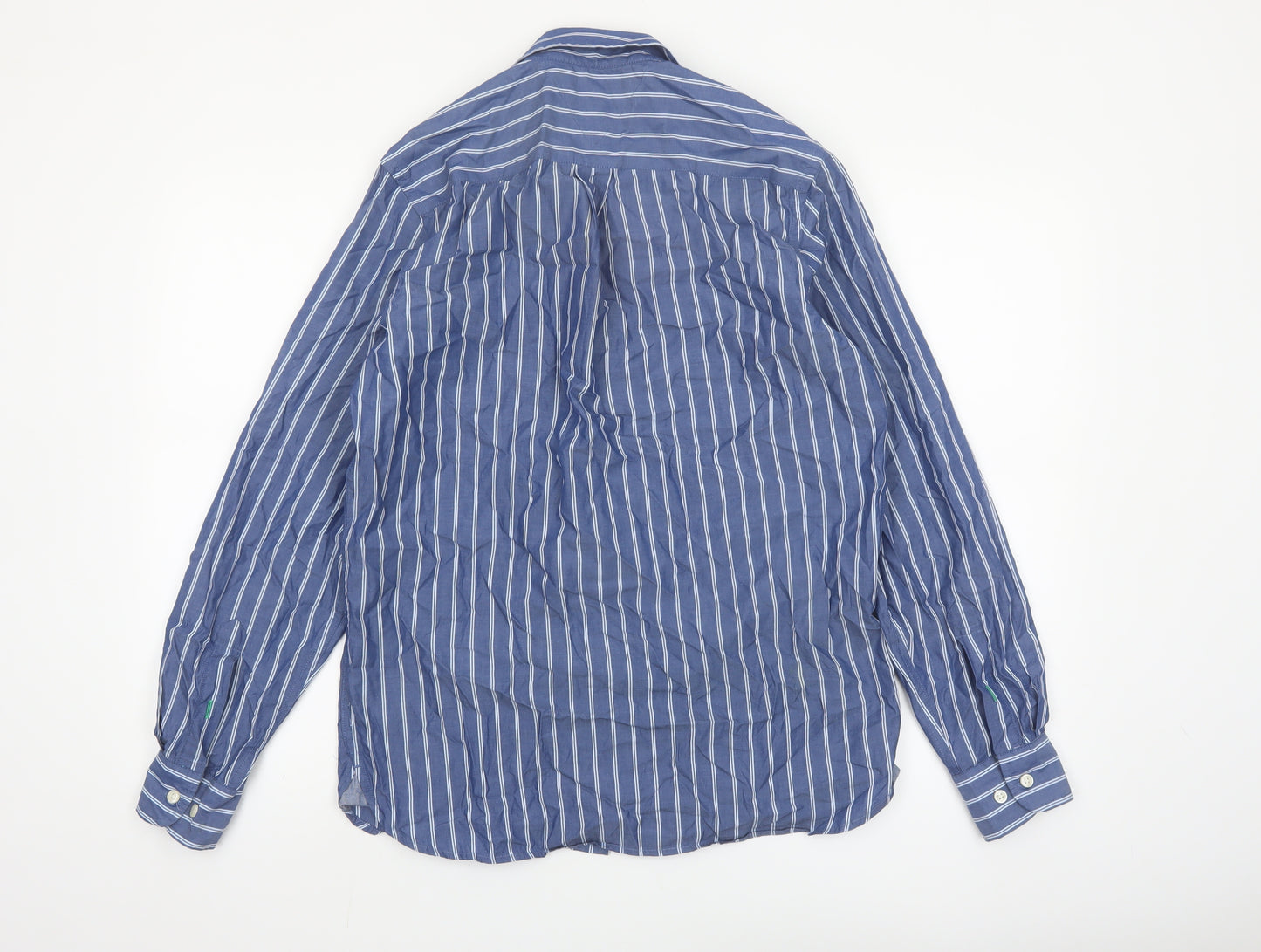 Tommy Hilfiger Men's Blue Striped Cotton Button-Up Shirt XS