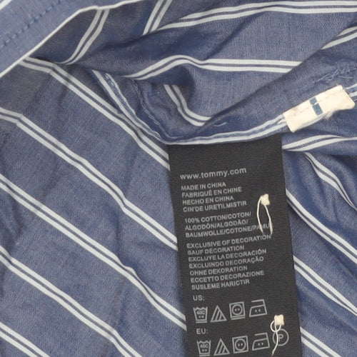 Tommy Hilfiger Men's Blue Striped Cotton Button-Up Shirt XS