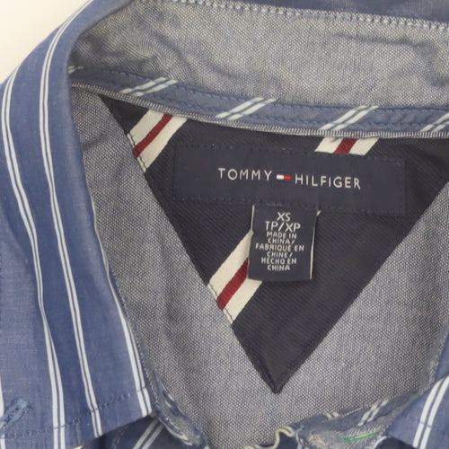 Tommy Hilfiger Men's Blue Striped Cotton Button-Up Shirt XS