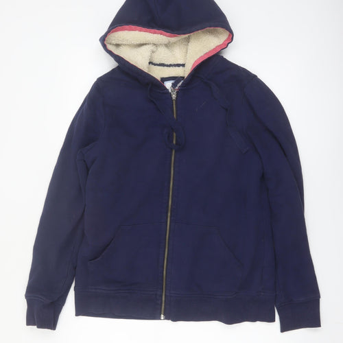 Boden Women's Navy Full Zip Hoodie UK 12 Sherpa Lined Warm Casual