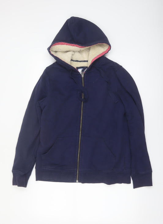 Boden Women's Navy Full Zip Hoodie UK 12 Sherpa Lined Warm Casual